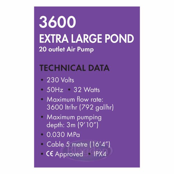 Pond Oxygenator 3600 20 Outlet