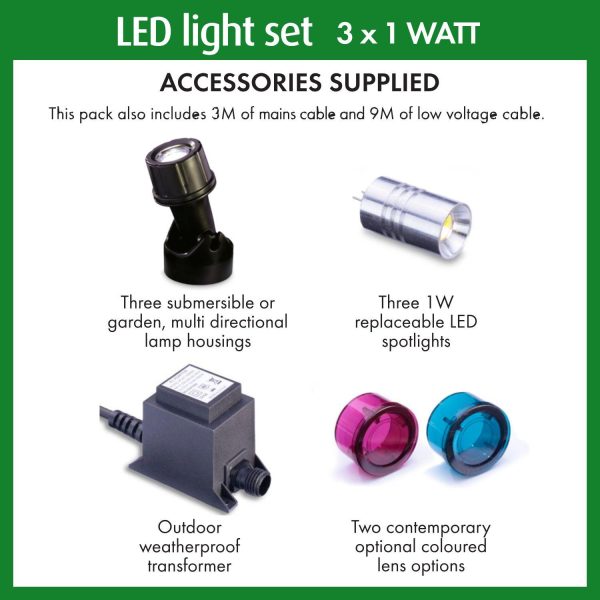 LED Pond & Garden Lights - 3x1w - Image 3