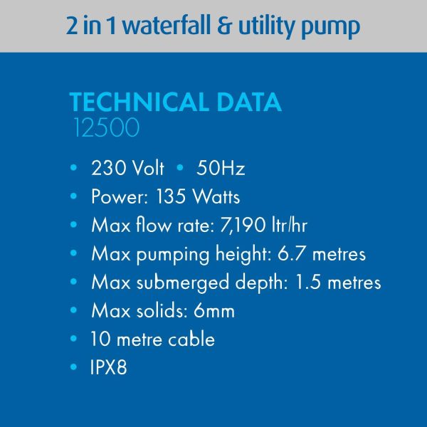 2 in 1 Waterfall & Utility Pump 12500 - Image 8